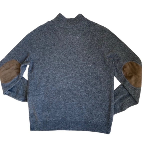 Tom James 1/4 Zip Merino Wool Sweater Grey with Speckles Elbow Patches Casual M - Picture 7 of 16